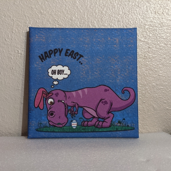 Happy Easter T Rex 8x8 Canvas - Picture 1 of 1